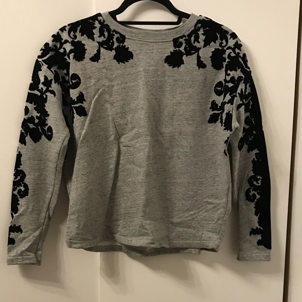 Zara Top with Velvet Floral Patterns